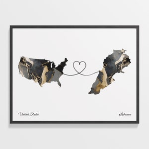 USA Libanon Druck, Libanesische Geschenk, Marmor Zwei Länder Karte Poster, US Wandkunst, Liebe in Übersee, C22-102