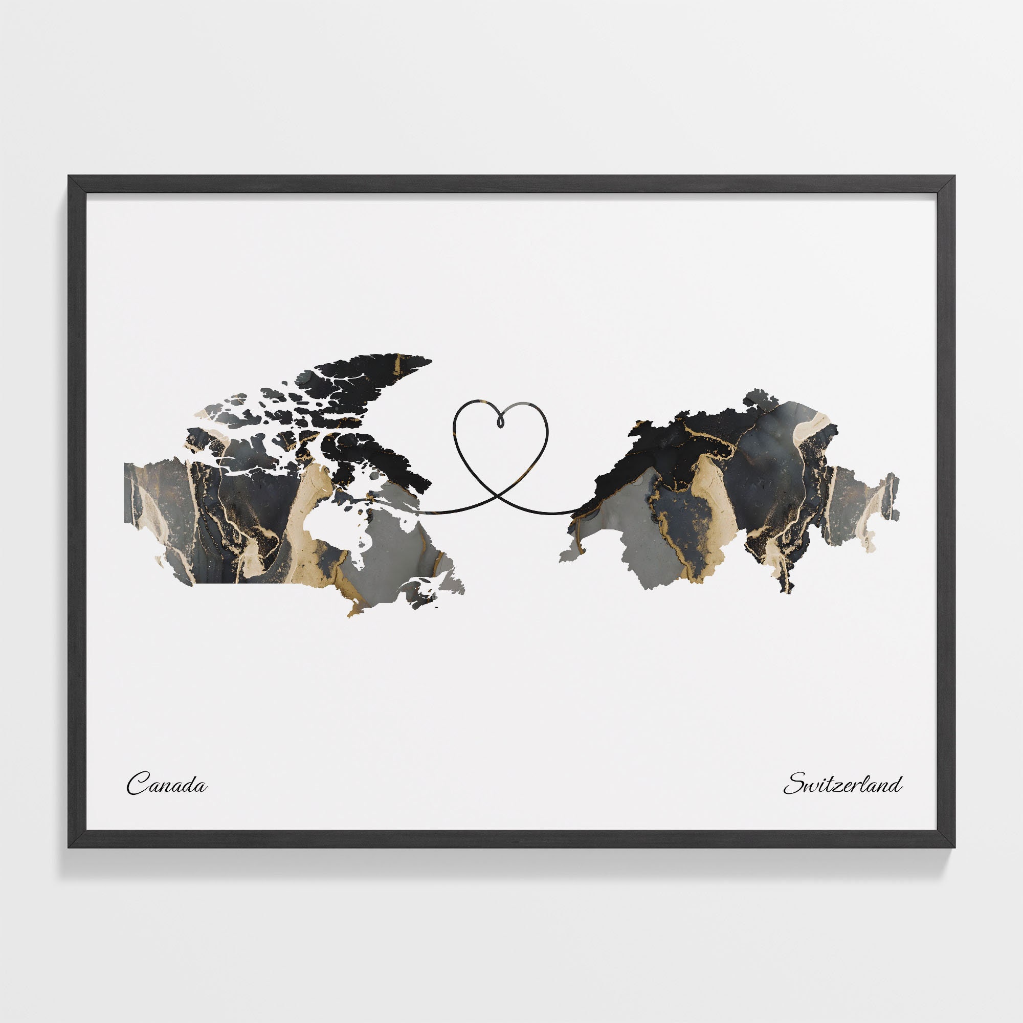 Canada Switzerland Map Print: Country Connection Travel Art - Etsy