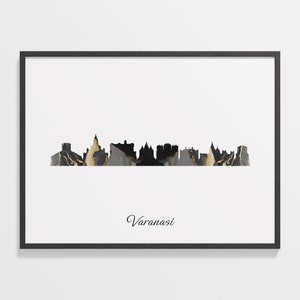 Varanasi Skyline Print, Marble Cityscape, India Wall Art Poster, Marble Cityscape, Cityscape Art Print, C28-342