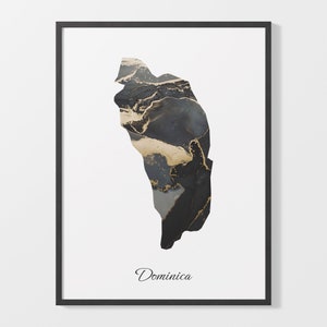 Dominikanische Landkarte Poster, Elegantes Land Kunstwerk, Schwarz und Gold DM Malerei, Designer Karte Kunst, C25-49