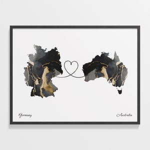 Deutschland Australien Poster, Australisch Poster, Marmor Zwei Länder Karte, Abschied Karte, C22-407