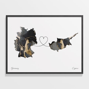 Germany Cyprus Map Print: Country Connection Travel Art