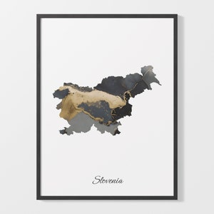 Abstrakte Kunst Poster, schwarz-goldene Landkarte, schwarz-goldene Landkarte, Landkarte schwarz, S 25-165