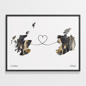Schottland, Irland Druck, Irische Geschenk, Marmor Zwei Länder Karte Poster, Reisekunst, Umzug ins Ausland Geschenk, C22-1719