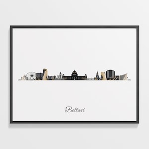 Belfast Skyline Print: Marble Cityscape Wall Art