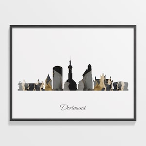 Dortmund Skyline Print: Marble Black and Gold Germany Wall Art