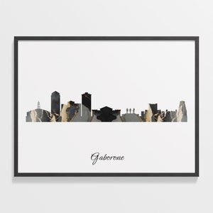 Gaborone Skyline Print, Marble Cityscape, Botswana Wall Art Poster, Marble Skyline, Skyline Print, C28-283