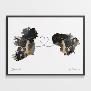 Abschied von Irland nach Litauen, Geschenk für Libyen, Marmor zwei Länder Karte, Reise Karte, Abschied Karte, C22-1100