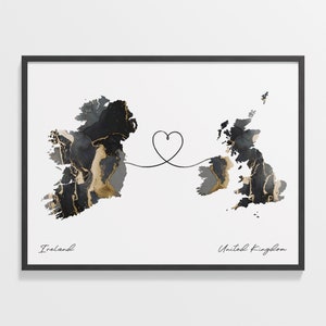Von Irland zu Vereinigtes Königreich Druck, Emirati Geschenk, Marmor zwei Länder Karte Poster, Reisekunst, randlose Liebeskarte, C22-1184