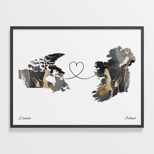 Kanada Irland Print, irakisches Poster, Marmor zwei Länder Karte Poster, Reisekunst, Expatriate Geschenk, C22-682