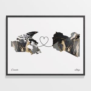 Kanada Libyen Druck, Liberianischen Geschenk, Marmor zwei Länder Karte Poster, Reisekunst, weit auseinander Karte, C22-701