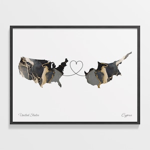 USA Cyprus Map Print: Marble Country Connection Art