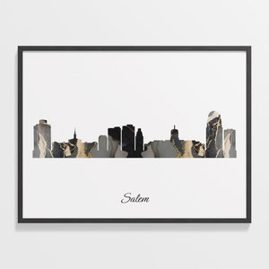 Salem Skyline Print: Marble Cityscape Wall Art
