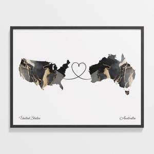 USA Australien Poster, Australische Karte, Poster Abschied, Australisches Poster, Wandkunst, C22-9