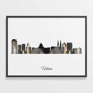 Helena Skyline Print, Marble Cityscape, United States Wall Art Poster, Cityscape Gift, Wall Art Poster, C28-380