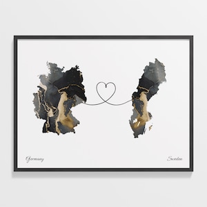 Deutschland Schweden Druck, Suriname Geschenk, Marmor zwei Länder Karte Poster, Reise Kunst, Reise ins Ausland Geschenk, C22-571
