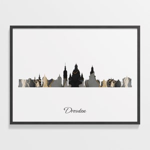 Dresden Skyline Print, Marble Cityscape, Germany Wall Art Poster, Marble Map, Fine Art Print, C28-174