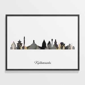 Kathmandu Skyline Print, Marmor Stadtbild, Nepal Wand Kunst Poster, Marmor Karte, City Skyline Print, C28-394