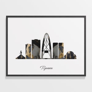 Tijuana Skyline Print, Marble Cityscape, Mexico Wall Art Poster, Cityscape Gift, Home Decor, C28-20