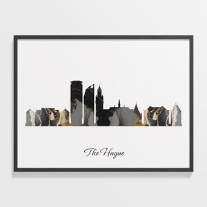 Den Haag Skyline Poster, Marmor Stadtbild, Niederlande Poster, Marmor Karte, Stadt Skyline Poster, C28-65