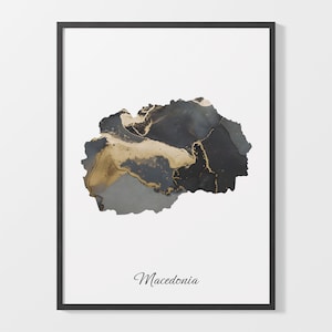 Mazedonien Landkarte Poster, Elegante Landkarte, Nordische Mazedonien, Nordische Kunst, Marokanische Malerei, C25-109