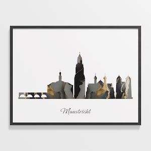 Maastricht Skyline Print, Marble Cityscape, Netherlands Wall Art Poster, Gold Cityscape, Cityscape Art Print, C28-67