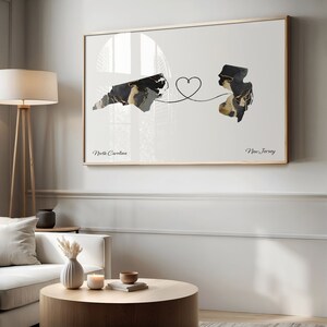 North Carolina New Jersey Map Print: Marble Two-State Art imagem 4