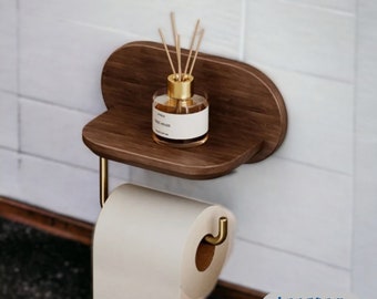 Porte-papier hygiénique en bois | Accessoires de salle de bain minimalistes faits main | Décoration d'intérieur en rouleau de papier hygiénique unique à fixation murale | Porte-papier hygiénique