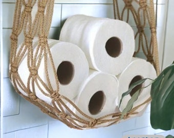 Boho Woven Toilet Paper Holder | Handmade Minimalist Bathroom Storage | Unique Hanging Tissue Roll Home Decor | Book Basket | Gifts For Her