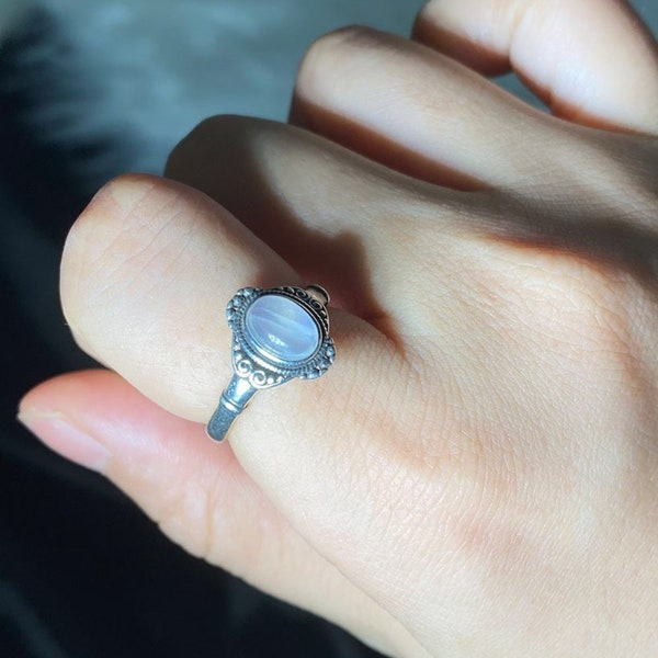 Moonstone Ring,Couple Ring,Oval Gemstone Ring,925 Sterling Silver Ring, Adjustable Ring, Anniversary Ring