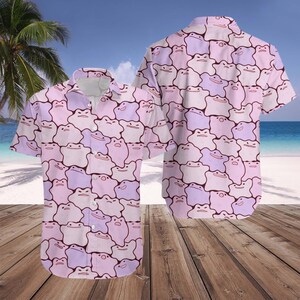 Hawaiian Shirts for Men Monster Cartoon Character Kawaii Shirts Beach Short Sleeve Summer Casual Button Up Hawaii Shirts, Funny Shirt
