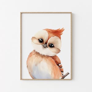 Affiche chambre enfant - Animaux aquarelle - Oiseau - Nurserie - Cadeau de naissance