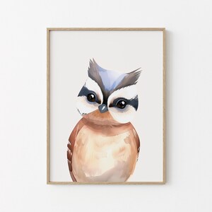 Affiche chambre enfant - Animaux aquarelle - Oiseau - Nurserie - Cadeau de naissance