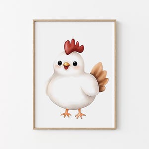 Poster chambre enfant - Poule - Animaux de la ferme - chambre bébé - idée cadeau de naissance
