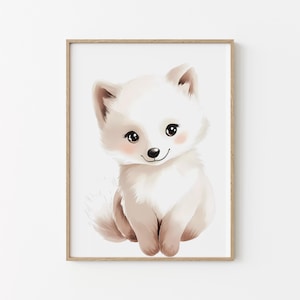 Affiche chambre d'enfant - Renard des neiges - Décoration murale mixte enfant - Chambre bébé - Idée cadeau naissance