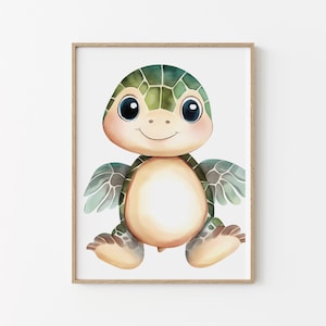 Affiche chambre enfant - Tortue de mer - Idée cadeau de naissance