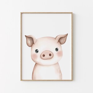 Cochon - affiche cochon enfant - イラストレーション アニモー フェルム - デコ ムラレ シャンブル ベベ - cadeau naissance à imprimer