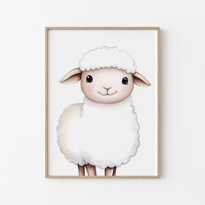 Idée cadeau de naissance - Mouton - Animaux de la ferme - Poster chambre pour enfant