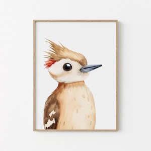 Affiche chambre enfant - Animaux aquarelle - Oiseau - Nurserie - Cadeau de naissance