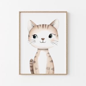 Poster chat mignon - illustration - décoration murale pour chambre d'enfant - cadeau de naissance