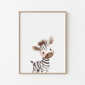 Affiche zèbre enfant – Illustration animal – Décoration murale savane