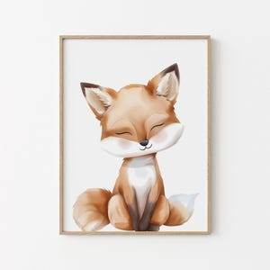 Affiche chambre enfant - Animaux de la forêt - Renard - Décoration murale imprimable bébé - Idée cadeau de naissance
