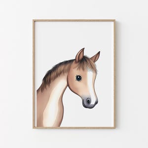 Affiche chambre bébé - Cheval - Animaux de la ferme - Poster cadeau de naissance - Baby shower