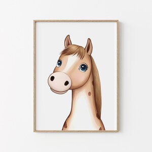 Affiche chambre bébé - Cheval - Poster chambre bébé - Cadeau baby shower