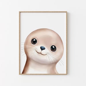 Poster chambre bébé - Phoque - Animaux de la mer - Idée cadeau de naissance - Animaux mignons