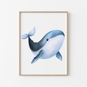 Poster chambre enfant - Animaux de la mer - Baleine - Animaux mignons - Idée cadeau de naissance