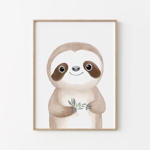Paresseux - affiche paresseux enfant - illustration animaux jungle - déco murale chambre bébé