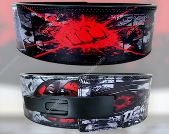 Cintura a leva in vera pelle Anime Warrior / Cintura da powerlifting da 4 pollici per squat e stacchi da terra / Supporto per palestra resistente