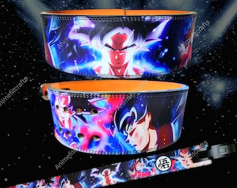 Cinturón de palanca de anime inspirado en los Saiyajin de 10 cm (4 pulgadas) – Cinturón de levantamiento de pesas para gimnasio, sentadillas, peso muerto, cinturón de levantamiento de pesas de cuero