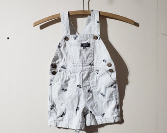 vintage IZOD blue white 12 month shortalls overall shorts, toddler baby boy